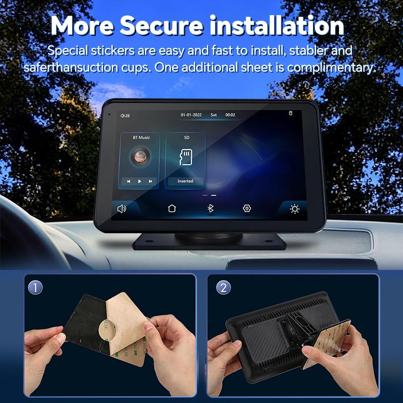 【New Year Gifts】PASLDA Apple Carplay Screen for Car, 7" HD Portable Car Stereo Touch Screen with Wireless Android Auto, Backup Camera, Car Video Player with Voice Control, Mirror Link, Bluetooth, GPS Navigation Suitable For Daily Driving And Traveling