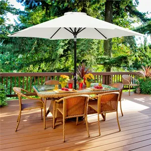 Yaheetech 7.5/9/10FT Patio Umbrella 8 Ribs Market Umbrella w/ Push Button Tilt and Crank, Outdoor Garden Table Umbrella for Garden, Deck, Backyard, Pool