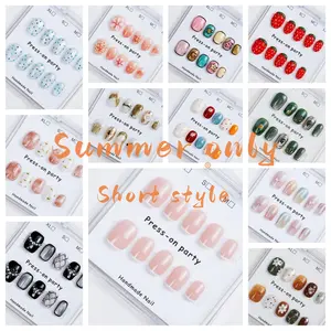 Press-On Party | short nail collection | handpainted cute designs | short nails | acrylic press-on | fake nails | Handmade | high quality Press on nails 10 pcs | reusable nails | nail art | nail charm | handmade press ons | uña sacri lic as