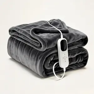 Greenoak Heated Blanket Electric Throw 127"152", Heating Blanket with 10 Heat Levels 8 Hours Auto-Off,Fleece Soft Christmas Blanket,Gifts for Grandma Seniors Mom, Misty Grey