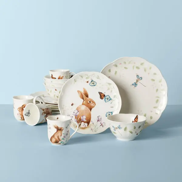 Lenox 894104 Butterfly Meadow Bunny Dinnerware Set - 16 Piece