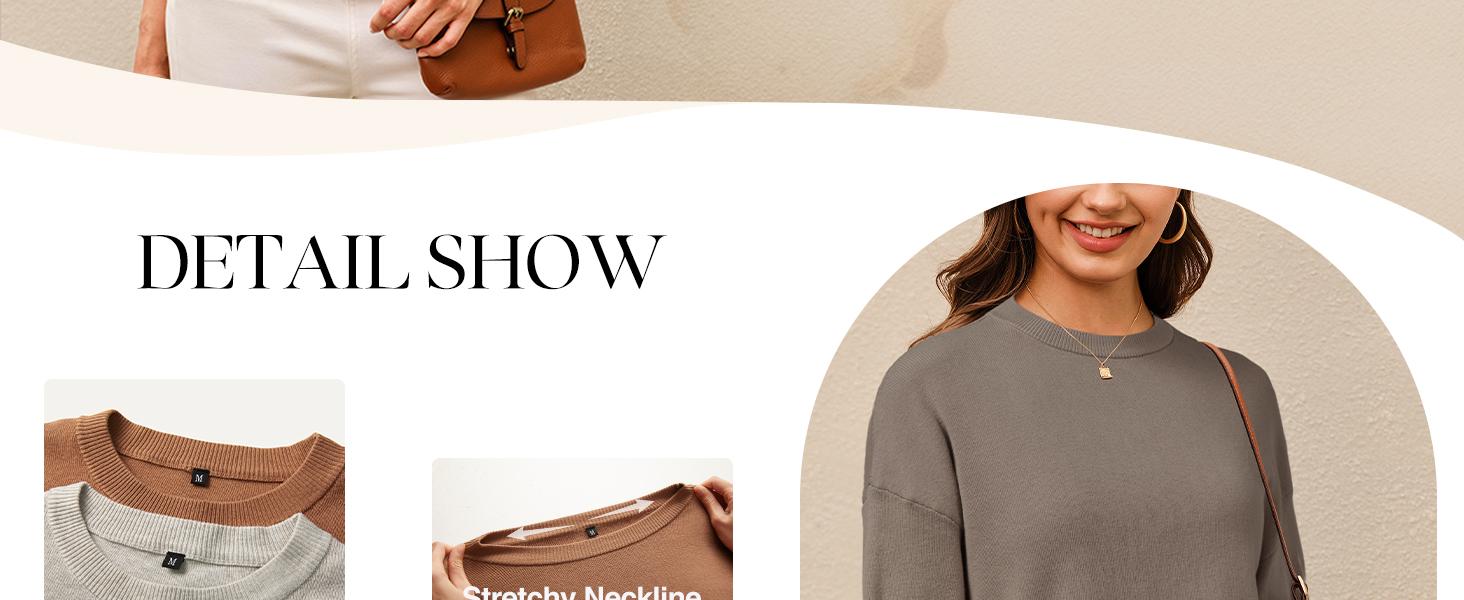 Arach&Cloz Women's 100% Cotton Crew Neck Spring Casual Relaxed Fit Sweater Tops 2026