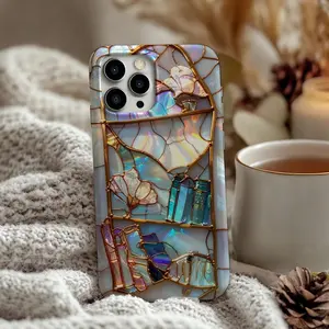 Bookshelf Phone Case, Stained Glass Book Case, Bookish Magsafe Phone Case, Fantasy Reader Gift, Magsafe Phone Cases  For IP X 11 12 13 14 15 16 17 S21 S22 S23 S24 S25-Ultra Series