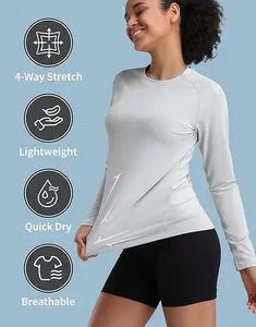Pioneer Camp Rash Guard for Women Sun Shirts UPF 50+ SPF UV Protection Long Sleeve Workout Tops Hiking Running Quick Dry