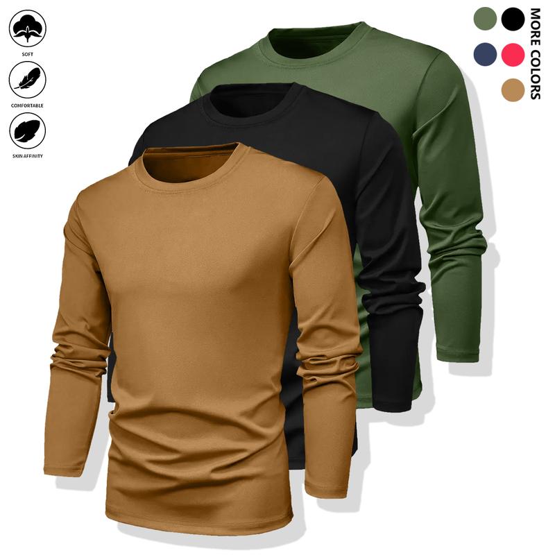 Men’s Long Sleeve T-Shirts – Quick-Dry Gym Shirts with Moisture-Wicking Fabric, Color Options for Workouts, Running, Casual Wear – Breathable Athletic Tops for Active Lifestyles, Workout Shirts, Running Gear, Round Neckline, Stretchy Material