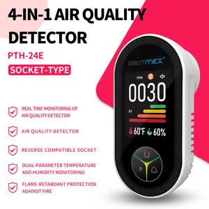 Protmex 4-in-1 Air Quality Detectors Plug in Large LCD Screen, Home Smart Detector with Temperature & Humidity Monitoring - 4 in 1 Detector Easy Installation for Home Travel
