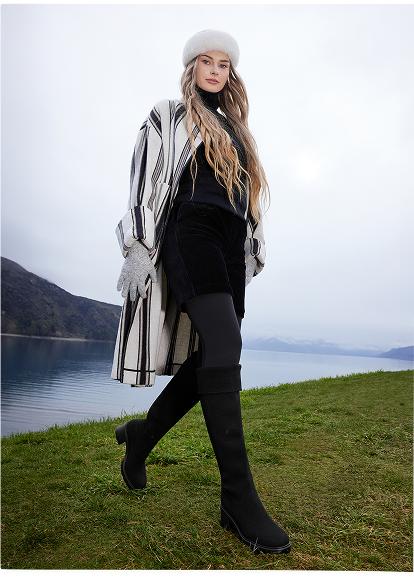 VIVAIA Women Fold-Over Square-Toe Knee-High Boots, Stable Block Heel Design & Wide-Calf Friendly Boots, Stretchy Thigh-High Boot tiktok creator picks Winter Warm Shoes(Gia)