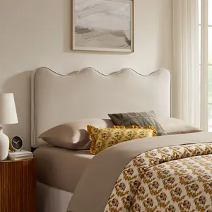 Athena Stain-Resistant Performance Velvet Full Size Headboard in Almond