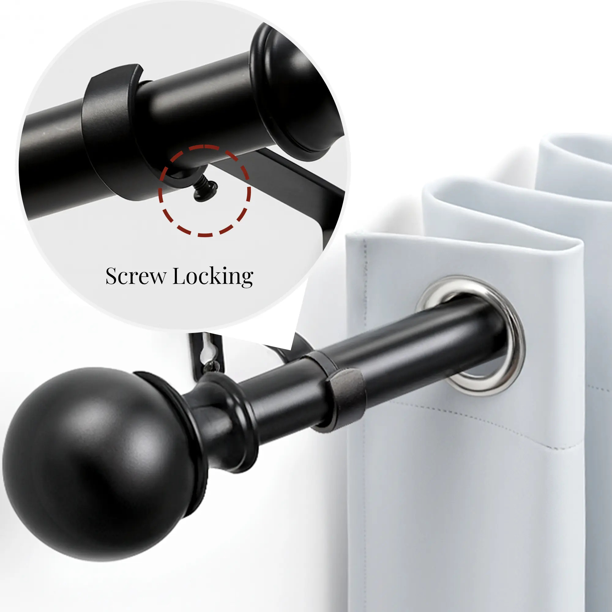 22/25mm Curtain Rod with Hollow Plastic Ball Finials | Changhong 60 Style | Lightweight & Durable,back to school,dorm essentials,home decor,home essentials