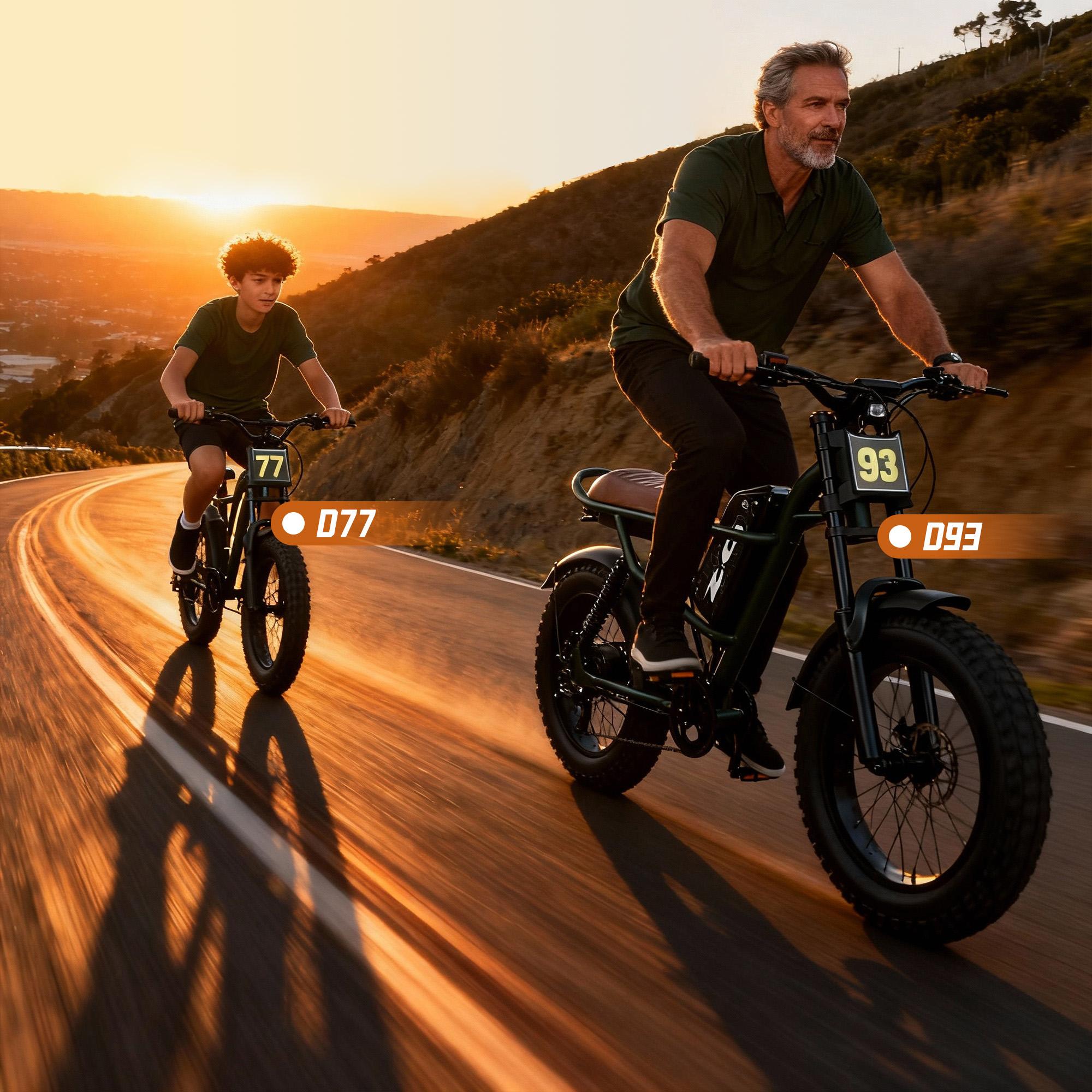 Upgraded electric bicycle with high carbon steel frame, hydraulic shock absorption, full suspension system, top speed of 32mph, 48V 1500W motor, riding assistance range of 40-70 miles, 20 * 4.5-inch all terrain tires, snow tires, off-road motorcycle