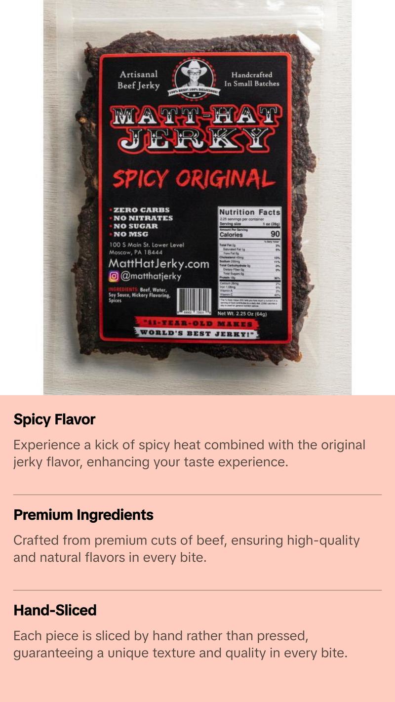 Matt-Hat Jerky - Spicy Original Beef Jerky