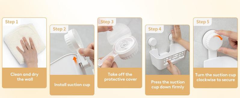 Shower Caddy Suction Cup, Removable Shower Shelves, NO-Drilling Bathroom Organizers and Storage Rack for Shampoo Strong Vacuum Suction