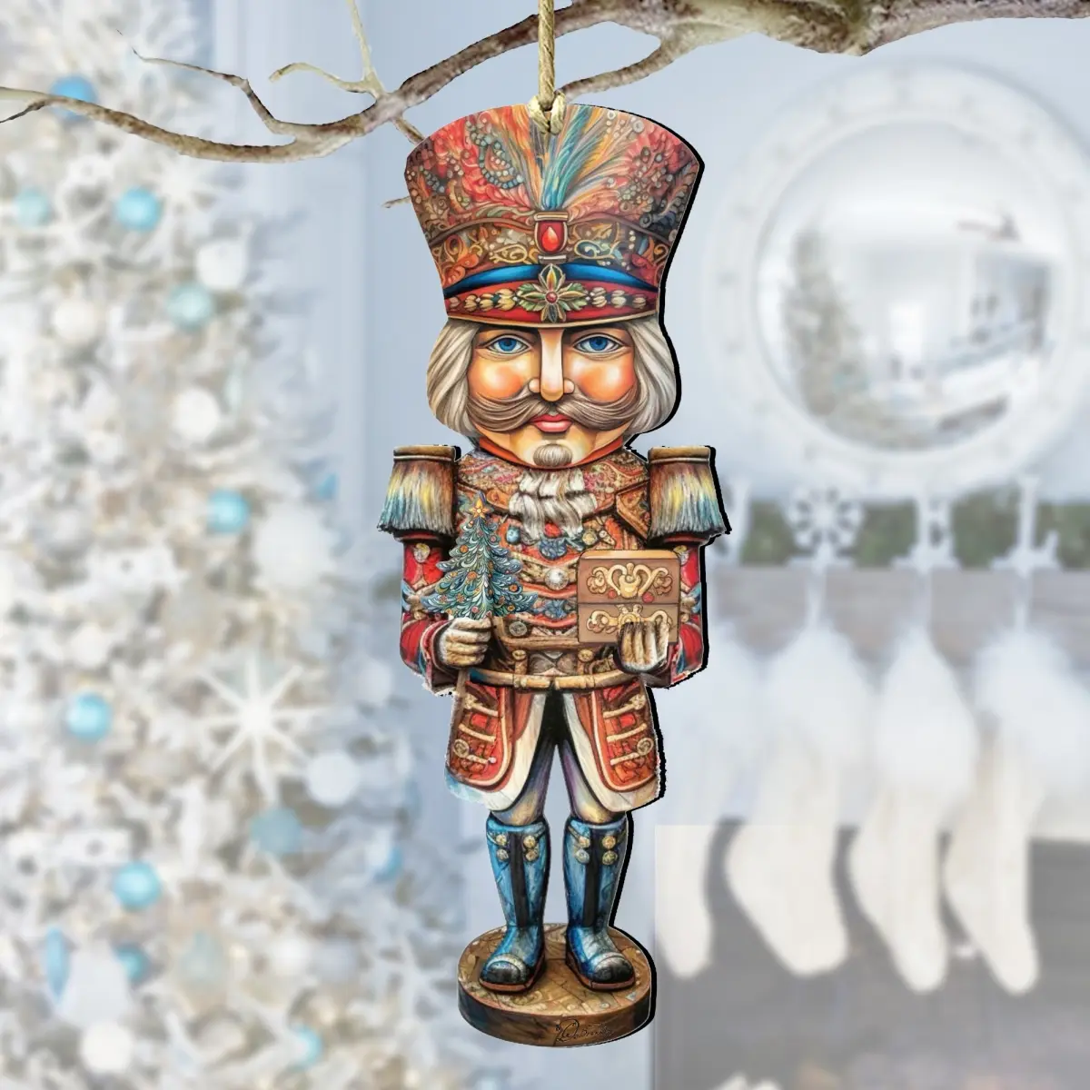 Designocracy 8611060 Artistic Wooden Nutcracker Prince Christmas Decor Ornament, 5 x 5.5 x 0.25 in, Home Supplies for Indoors-Outdoors DIY Project Festive Gift