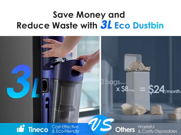 TINECO PURE ONE Station Pet Cordless Stick Vacuum Cleaner, Station with Self-Clean, ZeroTangle Brush for Pet Hair, Hard Floor, Carpet, Tile, Pet Grooming, Lightweight, Handheld Vacuum