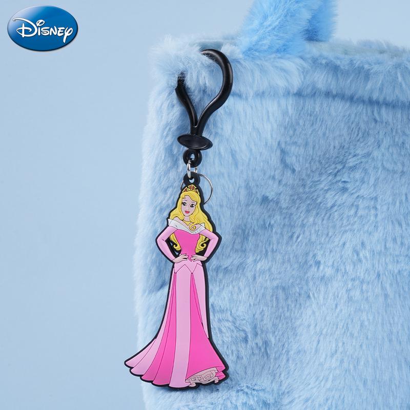1PC Disney Princess Keychain Officially Licensed Collectible Aurora Ursula Classic Villain Gorgeous Gown Dress Sea Witch Anime Peripheral Backpack Decoration Car key Pendant Desk Ornament Durable PVC Rubber Gift