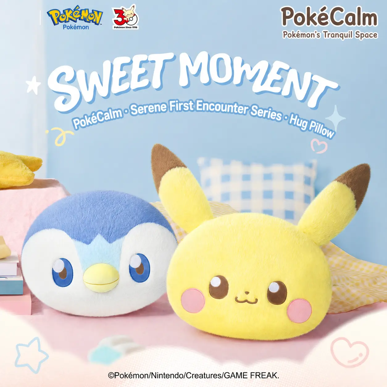 MINISO Pokémon Pikachu & Bewear Plush Pillow - Large, Kawaii Stuffed Animals, Cartoon Animal Patterns, Soft, Comforting, Unisex Plushies, Perfect Gift for Above 12, Back to School