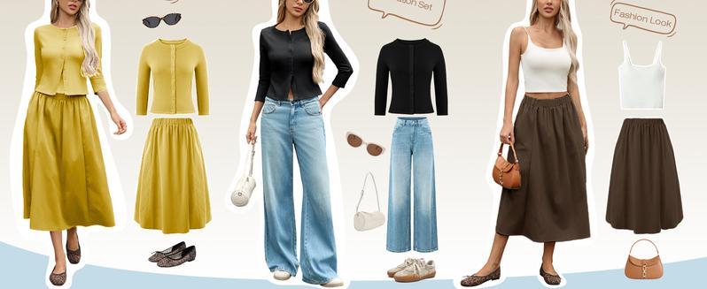 Naeduo Women's 2 Piece Lounge Sets Spring/Summer Ribbed Button Down Cardigan & Elastic Waist Skirt in Soft Breathable Blend for Vacation Outfits SpringStatements