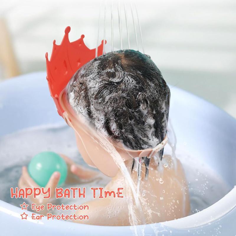 [Holiday Haul] Cute Cartoon Crown Baby Shower Cap – 1 Pack, Reusable Soft Silicone, Comfortable & Protective for Eyes and Ears, Perfect for Kids and Home Bath Time