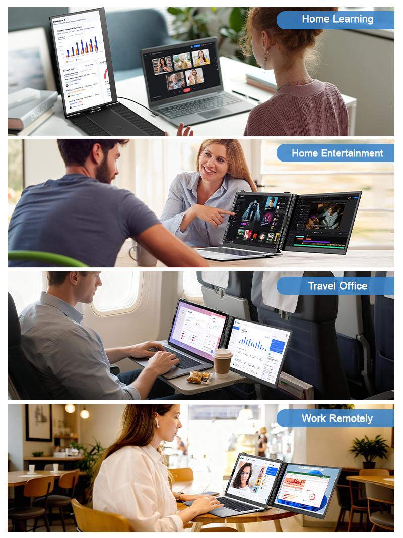 【WeeklyDeals】Cevaton Ultra-Slim Laptop Screen Extender, 14" FHD 1080P Portable Monitor for Laptop, 1.3lbs Lightweight Single Monitor Extender Plug & Play for 13"-17" Laptops（not include computer）, Compatible with Wins/Mac/Android/Chrome