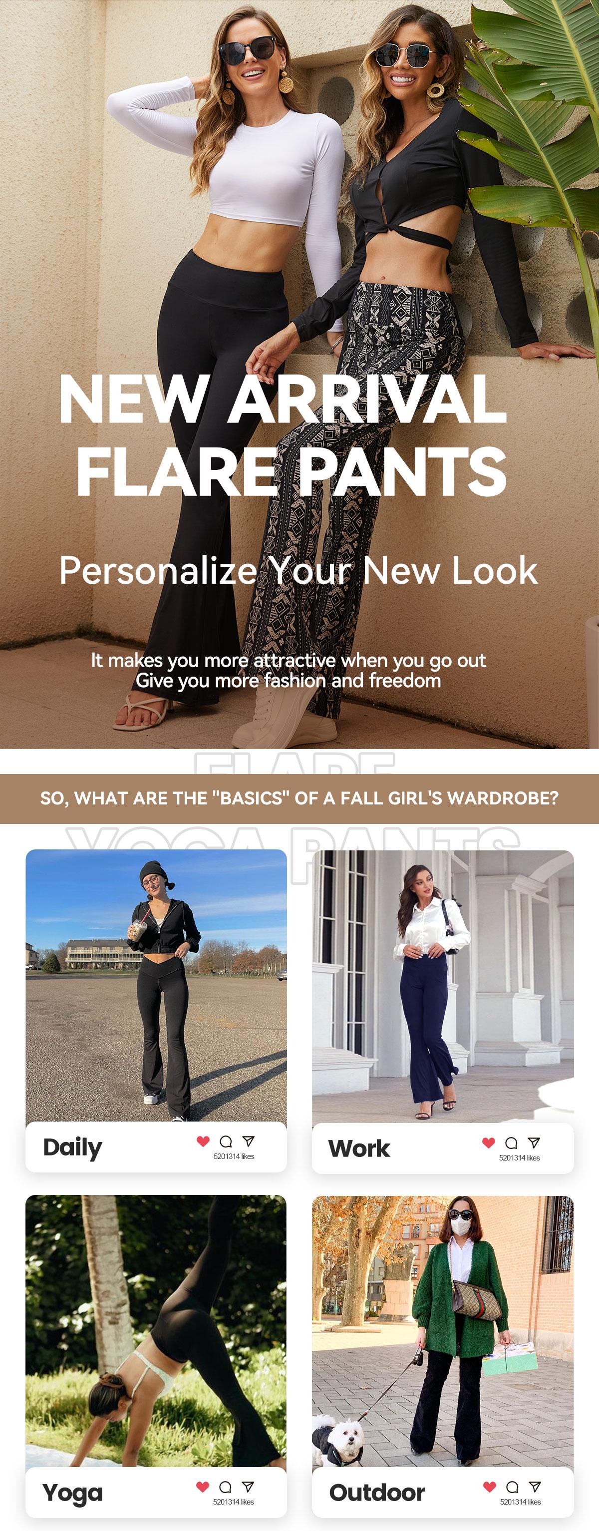 SHOWITTY Women's High Waisted 1/2 Pack Flare Leggings – Crossover Yoga Pants with Pockets Bootcut Workout & Lounge Wear