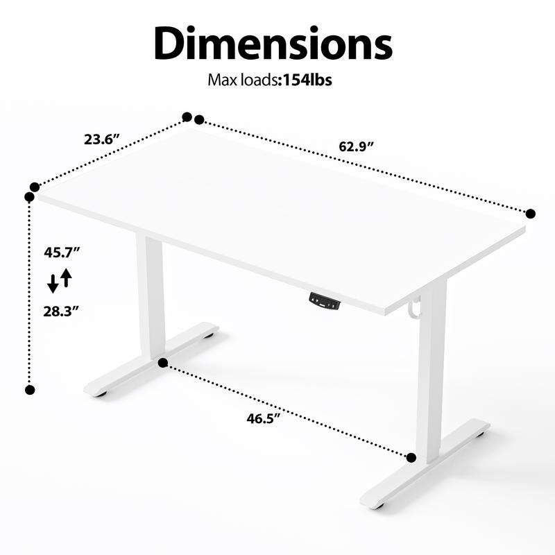 Agilestic 47.2 Inch Electric Height Adjustable Standing Desk, Ergonomic Home Office Desk with Memory Preset, Sit to Stand Computer Desk with Hooks