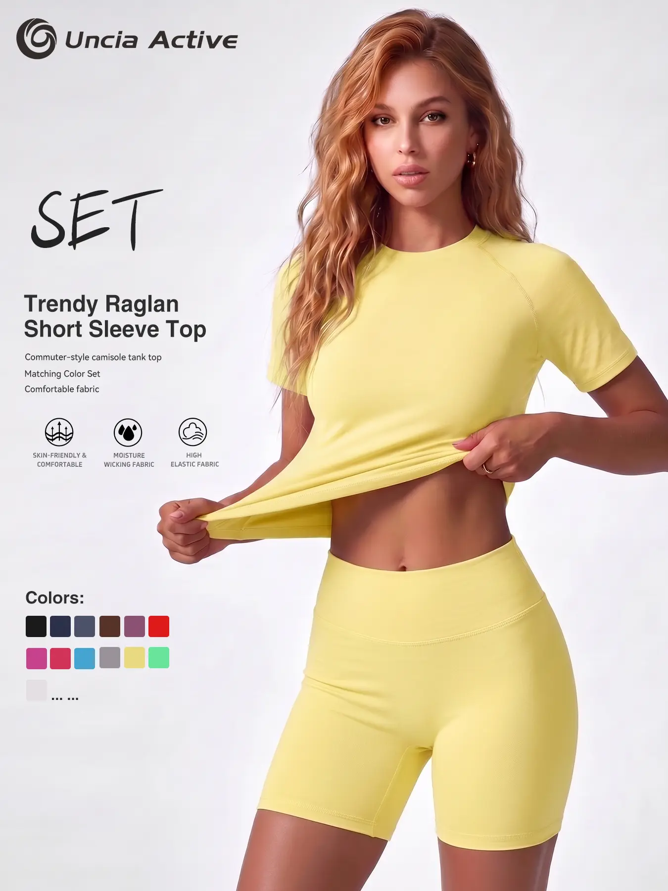 Uncia Active Women's 2-Piece Tracksuit Set - Seamless-Free Shorts, Raglan Sleeves Tee with Flat Tummy & Glute-Lifting Fit, Workout Gym Matching Sets for Outdoor Yoga, 2 Piece Sets, Workout Sets For Women summerwins Try it backtoschool
