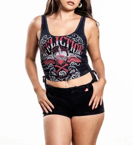 Affliction Women's Tanks/Top T-shirt Ac Corazon