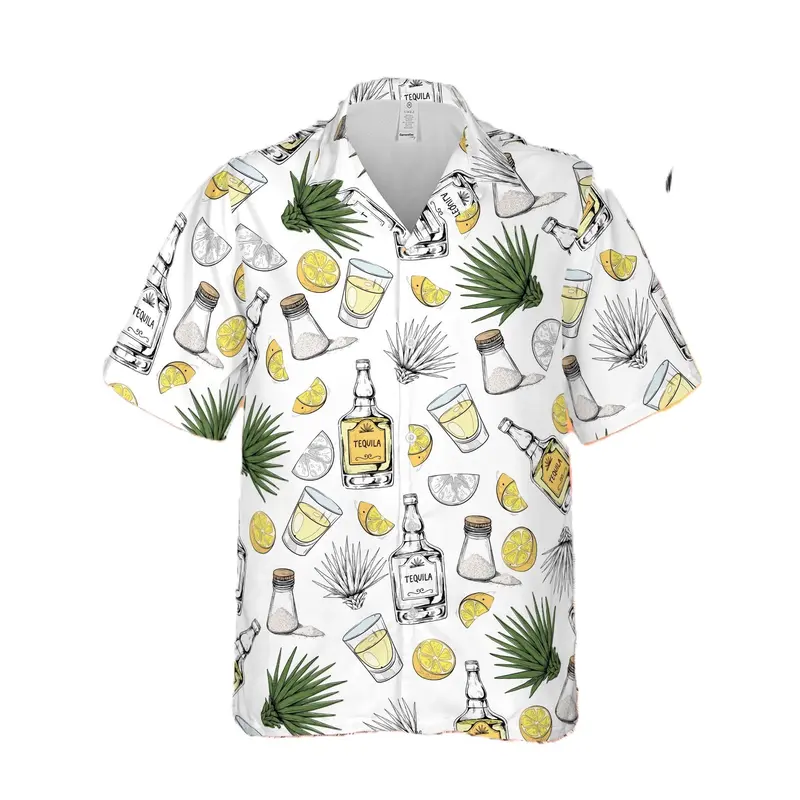 Cinco De Mayo Drinking Hawaiian Shirt Menswear, Funny Three Amigos Collared Button Shortsleeve Aloha Top, Casual Tropical Polyester Streetwear