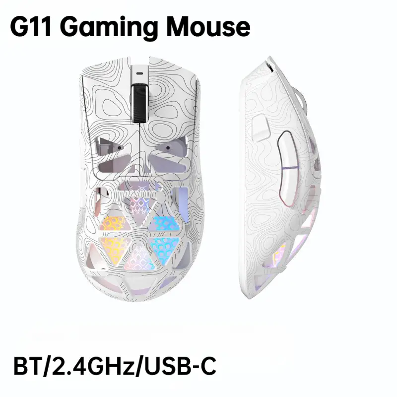 G11Mouse,WirelessGaming Mouse PAW3311 RGB Glow Tri-mode Bluetooth FastResponse Rechargeable,Super lightweight mouse Skeleton ,FPSMouse,Rechargeable RGB Gaming Mouse,durable waterproof,gift,Rechargeable RGB Gaming Mouse