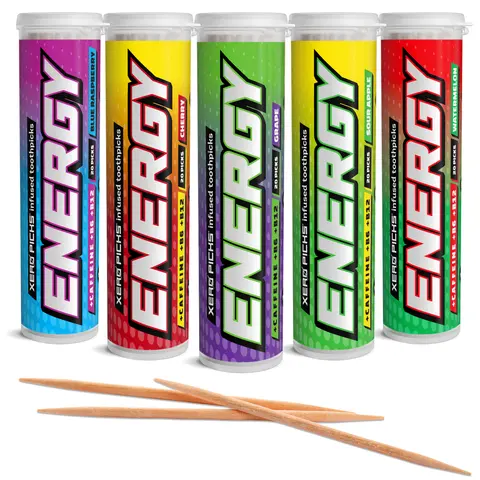 Xero Picks Energy - Caffeine, B12 & B6 Infused Flavored Toothpicks - Sugar-Free Energy Boost, No Crash, No Jitters