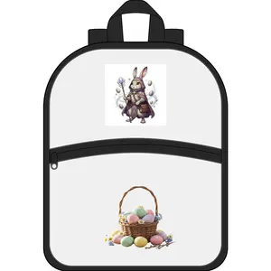 Clear Easter Backpack — Transparent Bag with Vintage Bunny & Easter Basket Design