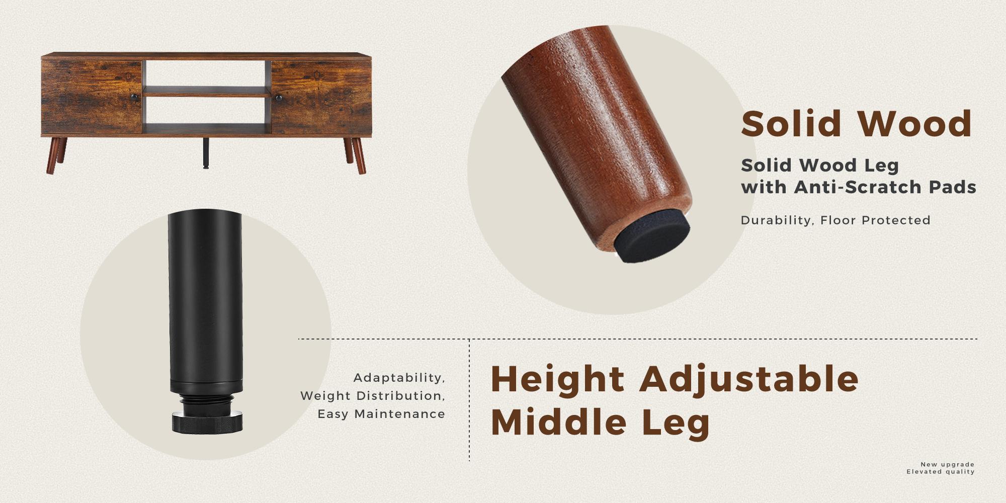 【Deal】Sweet Furniture S - Mid Century Modern TV Stand for 55-60 inch TV with Storage Cabinet, Adjustable Hinge - Wooden Media Console Table