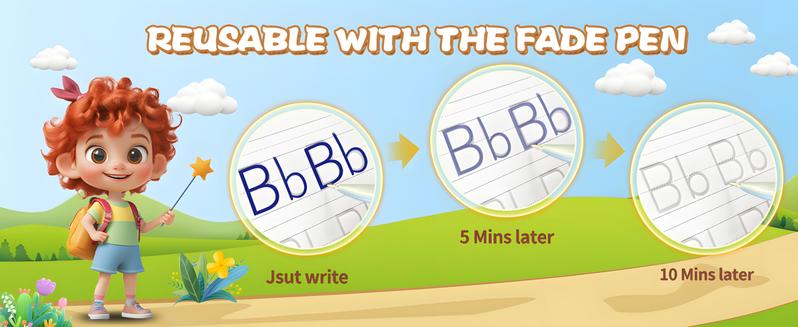 Reusable Handwriting Practice Copybook Set with 5 Handwriting Practice Books,2 Pen, 10 Pen Refills & 1 Pen Grip, School & Educational Supplies，Learning Handwriting Practice Workbooks for Kids,SuitableFor Birthday、christmas、Halloween and Thanksgiving gifts