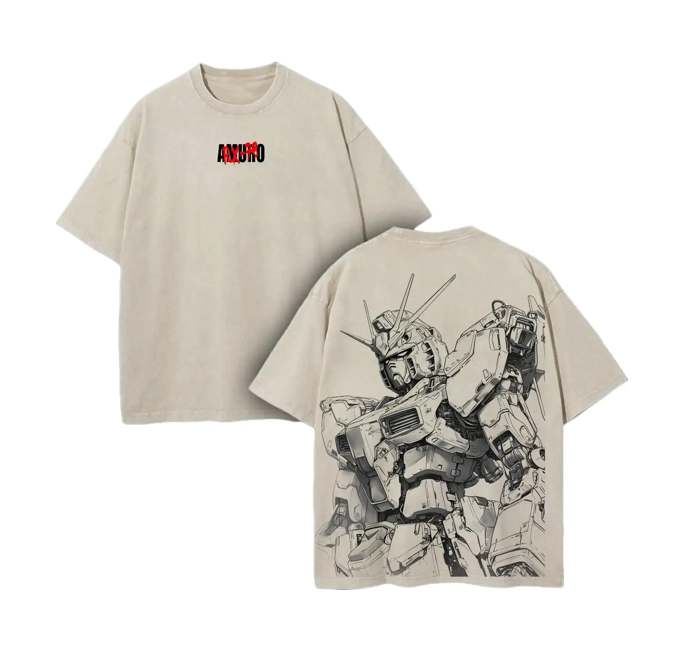 Vintage Washed RX-78-2 Gundam Graphic Tee | Double Printed Heavyweight Cotton Oversized Anime Shirt | Mecha Streetwear Unisex Classic