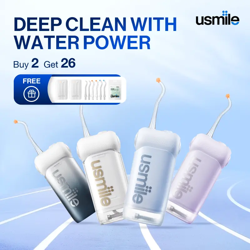 usmile C10 Cordless Water Flosser - 99.99% Plaque Removal, Guiding Nozzle, 4 Modes, 95-Day Portable Battery Life, Water Floss Cleansing, Dental Care, Rechargeable Reusable Care Oral Irrigators, Rechargeable Reusable Oral Irrigators