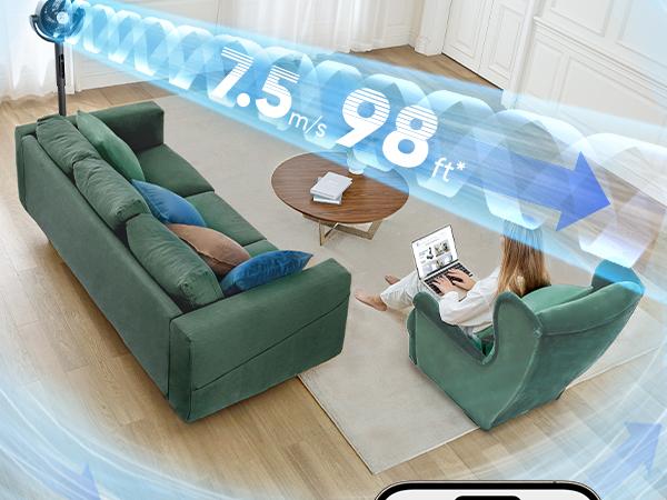 Levoit Corebreeze R432 Smart Standing cooling Fan 1451CFM High Airflow WiFi/Voice Control 12H Timer 120°+90° Oscillating 20dB 12 Speeds Pedestal & Tabletop, 2-Pack Bundle