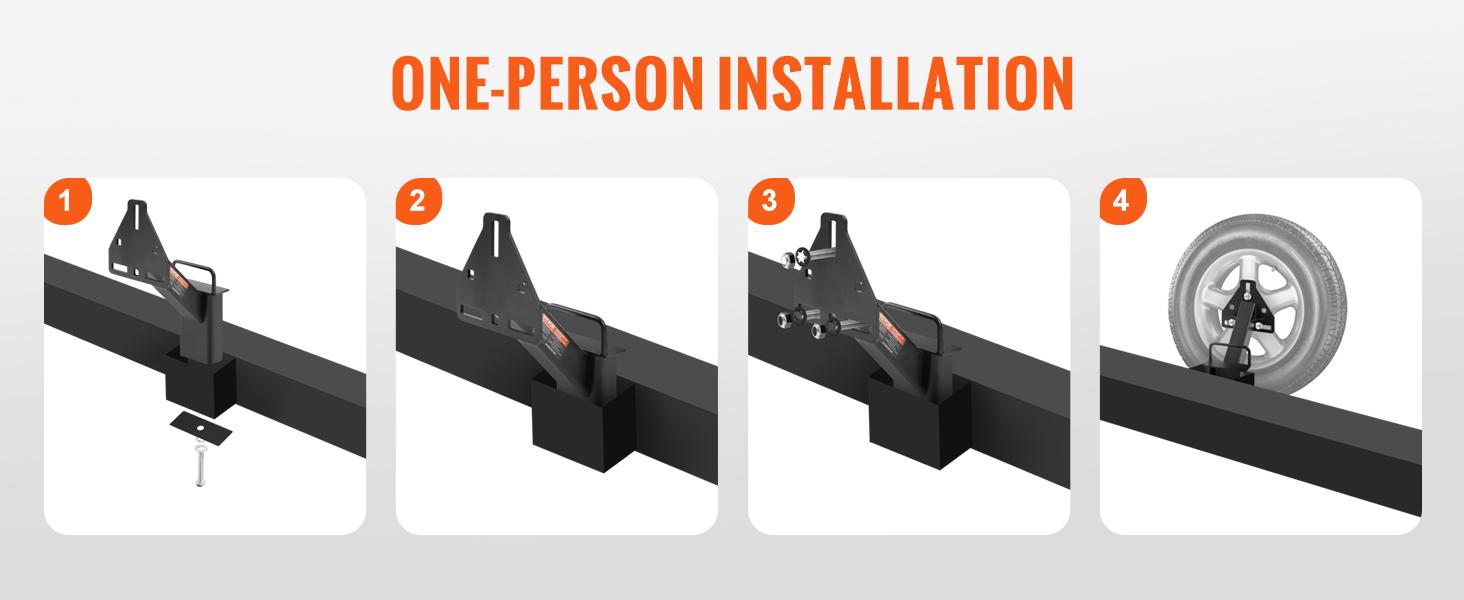 VEVOR Spare Tire Carrier, TikTokShopBlackFriday, Trailer Spare Tire Mount, 160 lbs Capacity, Utility Trailer Accessories Fits Most 4 & 5 & 6 & 8 Lugs Wheels on 4", 4.25", 4.5", 4.75", 5", 5.5", 6", 6.5" Bolt Patterns