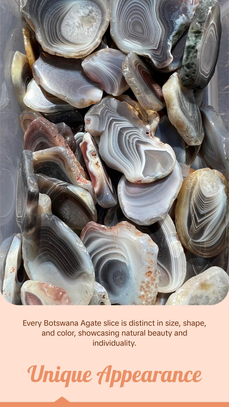 Botswana Agate Stone Slice (Size: 0.75" -4") Grade A Botswana Agate Crystal Slab - Botswana Agate Crystal Slice