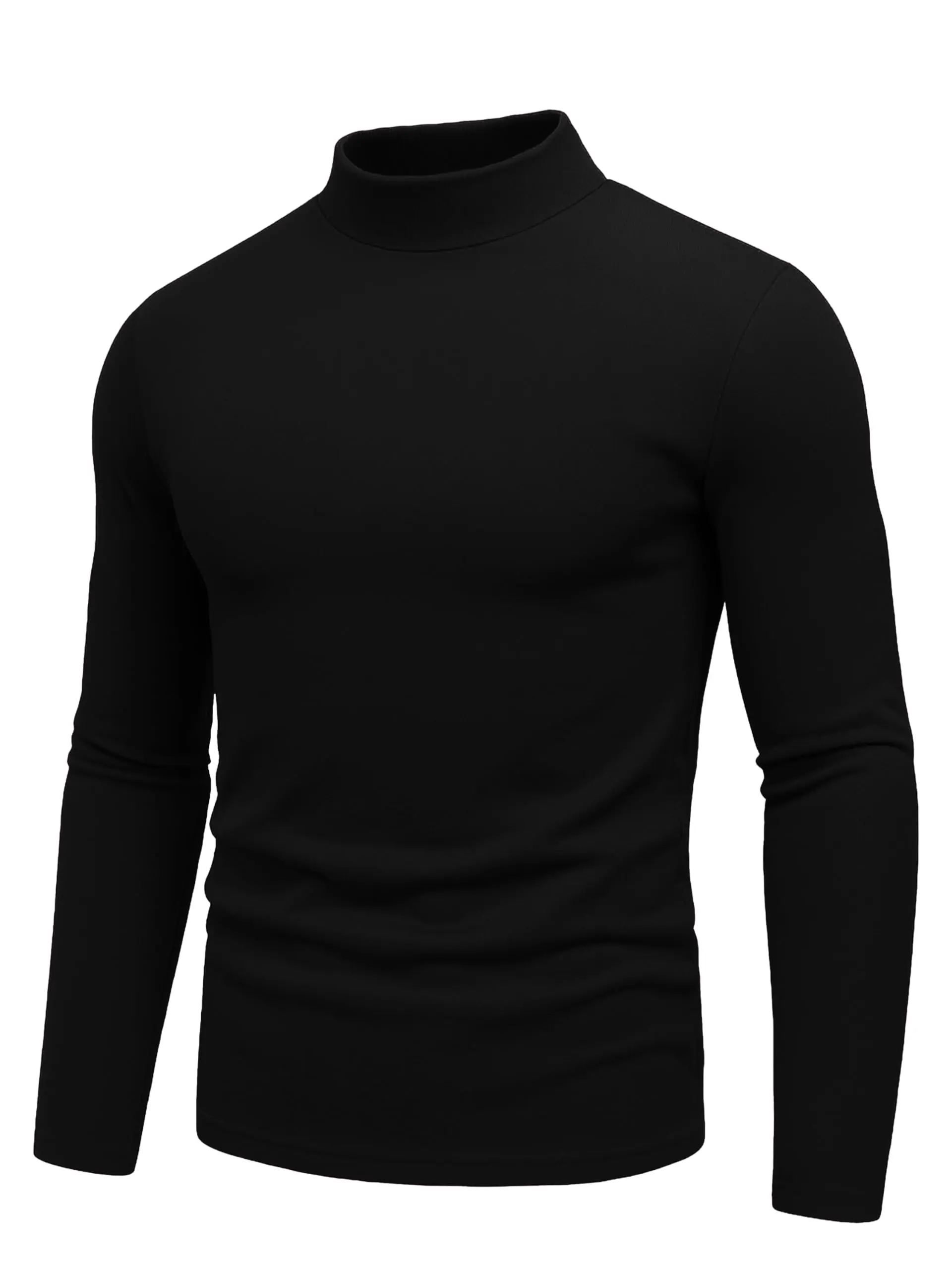 URBAN BUCK Mens Mock Turtleneck Shirt - Long Sleeve Stretchy Casual Pullover Soft Cotton Blend Mock Neck Bryle Sweater for Winter