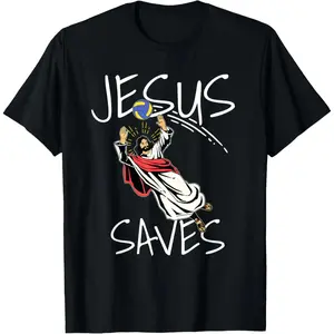 100% cotton Funny Jesus Saves Volleyball Gift Volleyball Team T-Shirt women graphic shirts