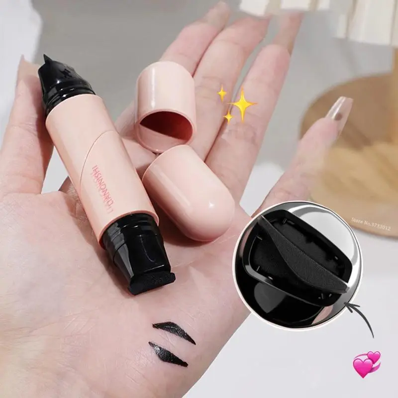 Dual-Ended Microblading Rotate Eyeliner Stamp Integrated Black Brown Dual-Tip DIY Eyeliner Wing Stencil Waterproof Smudge-Proof Longwear Liquid Pen