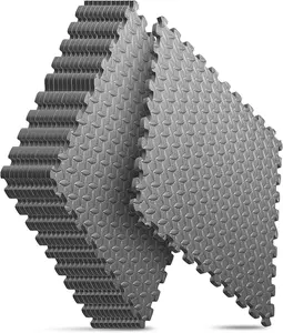 0.56in Thick 64 Sq Ft Exercise Equipment Mats, 24 Tiles Upgraded Rubber Top with High Density EVA Foam, Large Interlocking Puzzle Gym Flooring for Home Gym, Heavy Weight Workout, 19.6 x 19.6in