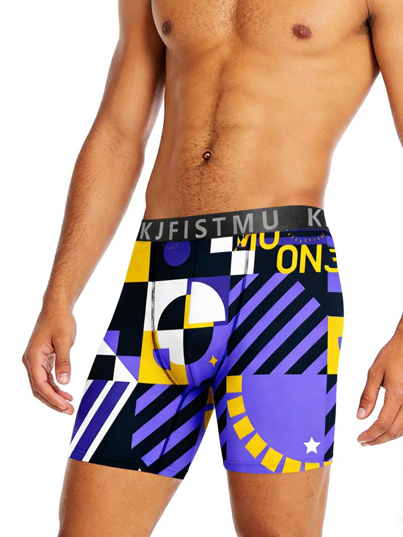 12 pcs Random Abstract Art Retro Psychedelic Style Men's Boxer Briefs Dopamine Color Palette Rock that street vibe Regular fit for soft comfort Random surprises for daily freshness Perfect gift idea Men's Underwear