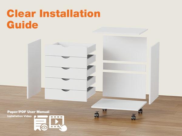 【Deal】Sweet Furniture S - 5 Drawers, Wood File Cabinet Home Office Portable Mobile Storage