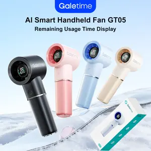 Galetime GT05 Handheld Fan with Time Display & 5000mAh/3500mAh Battery - USB-C Rechargeable Portable Mini Fan, Dual Power Options, Long-Lasting Cooling for Travel, Office, Outdoor Use