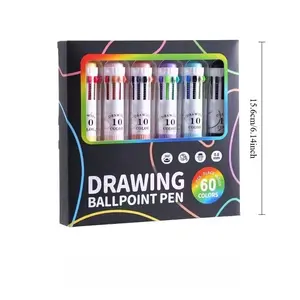 NOLUCK 6 Pcs 10-in-1 Multicolor Ballpoint Pens , 0.8mm Tip Retractable Colored Pens for Writing Ink for Students, School, Creative Projects,Smooth Writing Retractable Shuttle Pens for Doodling School Office Supplies markers,eightbit pen