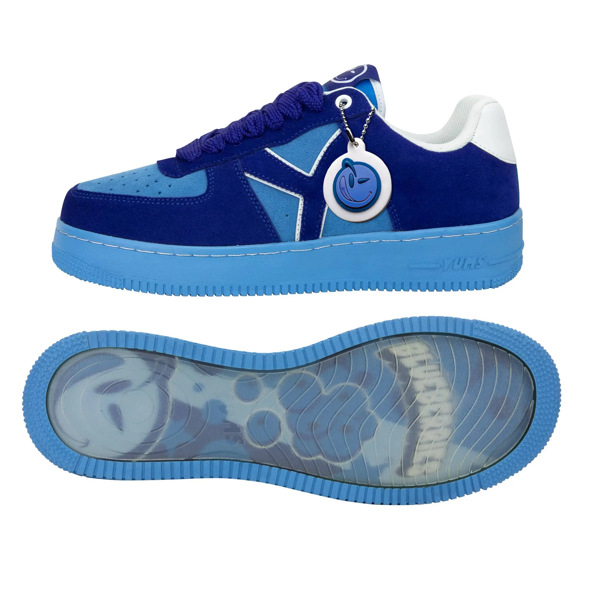 YUMS Blueberries Sneakers - Blue Suede Streetwear Style Casual Low Top Shoes