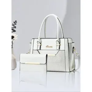 Crocodile Embossed Handbag & Clutch Bag (2counts), Simple All-match Bag Set for Women & Girls, Casual Trendy Versatile High-quality Daily Commuting Bag Set, National Day Offers