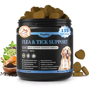PopPaw Natural Dog Health Chews, Skin & Coat Support Supplement for Dogs, Daily Wellness Chewables for All Breeds and Ages, Chicken Flavor, 135 Count