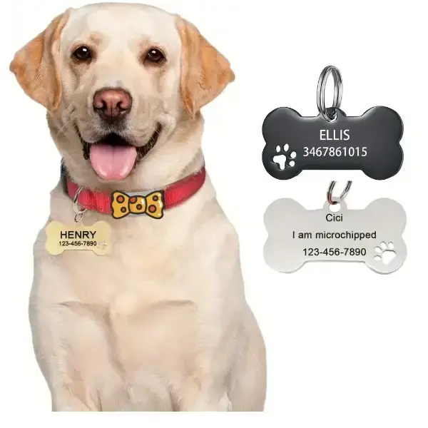 Customized Iron Dog ID Tag - Universal Fit Collar Charm, Double-Sided Engraved, Durable Waterproof Memorial Gift for Collars with Name & Phone Number for Pet Safety & Affection